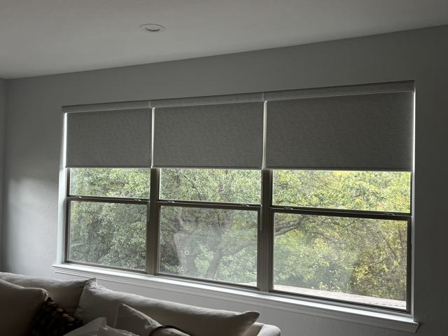 Roller shades on a wide window